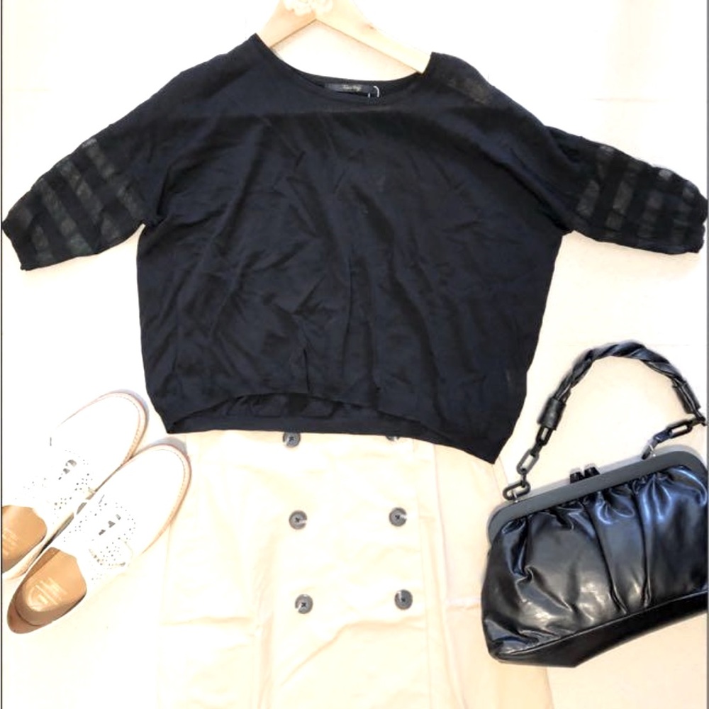 NWOT mesh sleeves detail black top from Japan